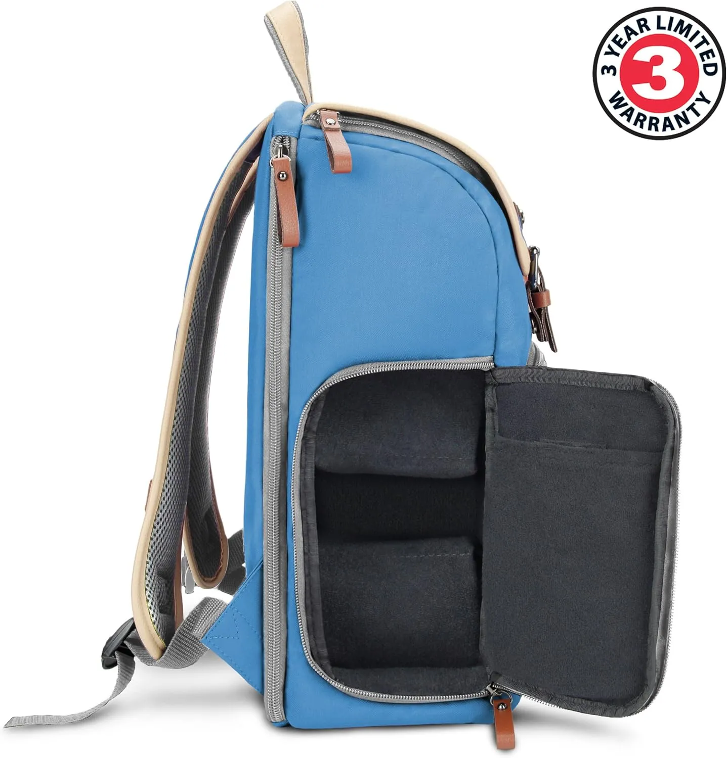 GOgroove Camera Backpack Bag Professional for DSLR/SLR/Mirrorless Photography Camera Case and with Tablet Compartment, Tripod Holder, and Waterproof Rain Cover (Blue) (Mid-Size)