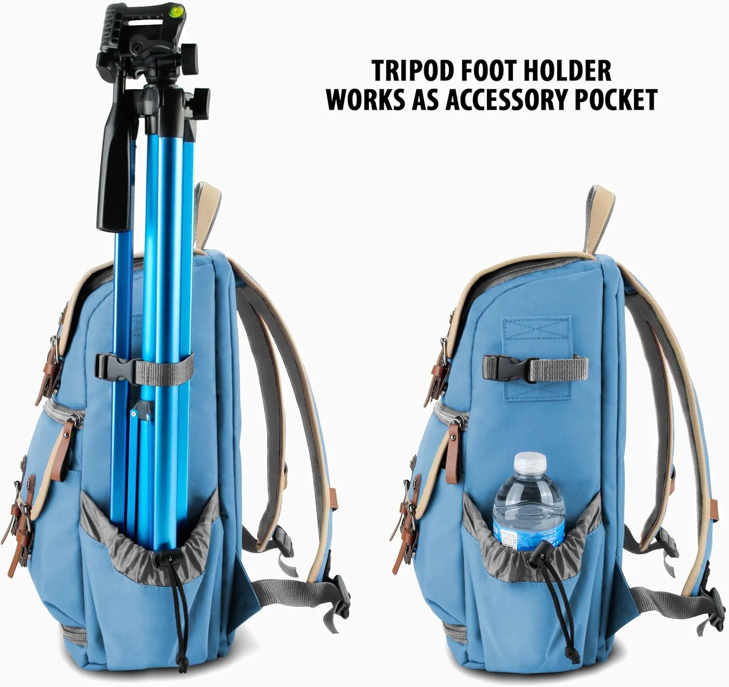 GOgroove Camera Backpack Bag Professional for DSLR/SLR/Mirrorless Photography Camera Case and with Tablet Compartment, Tripod Holder, and Waterproof Rain Cover (Blue) (Mid-Size)