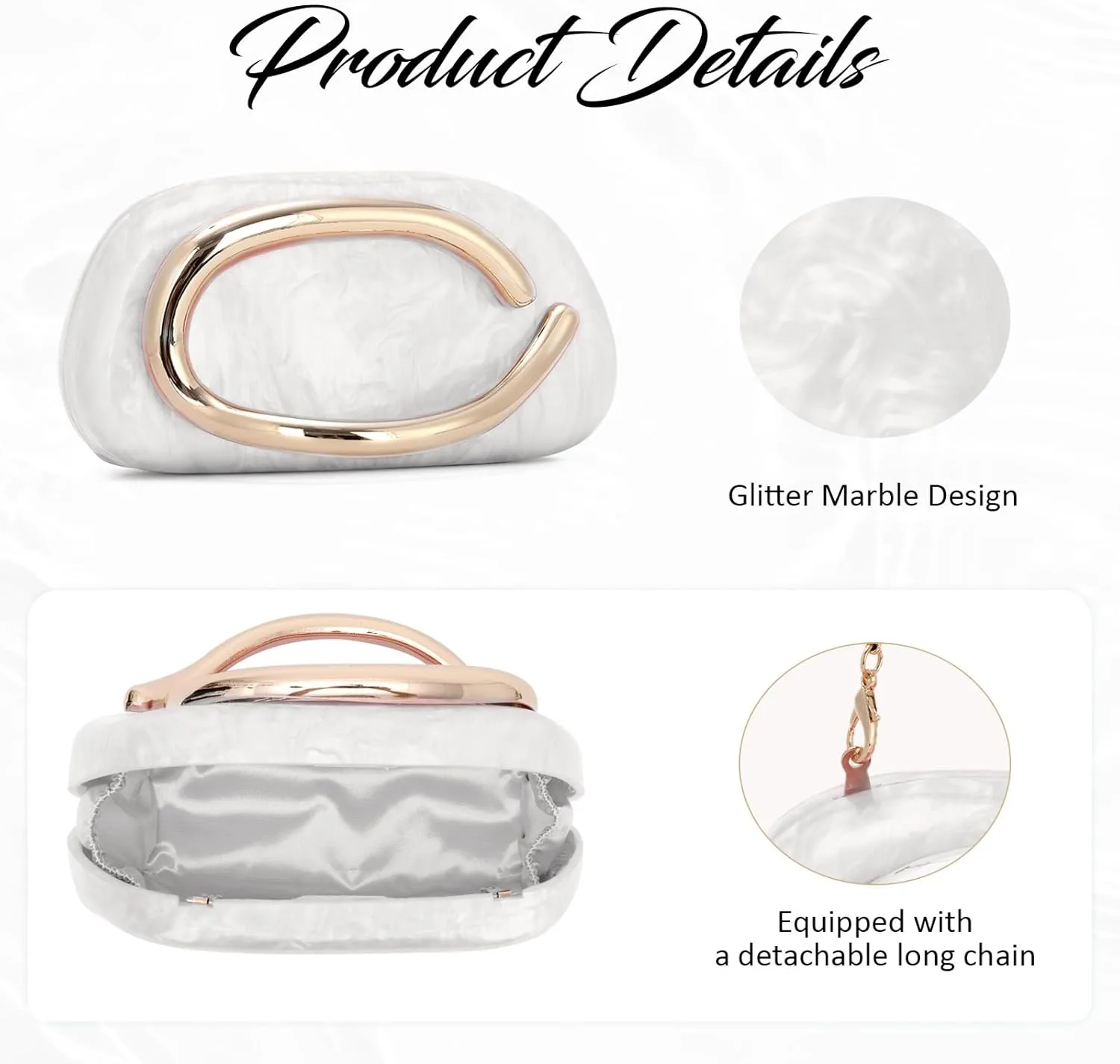 GOKTOW Acrylic Clutch Purse with Removable Chain for Women Evening Formal Wedding Party