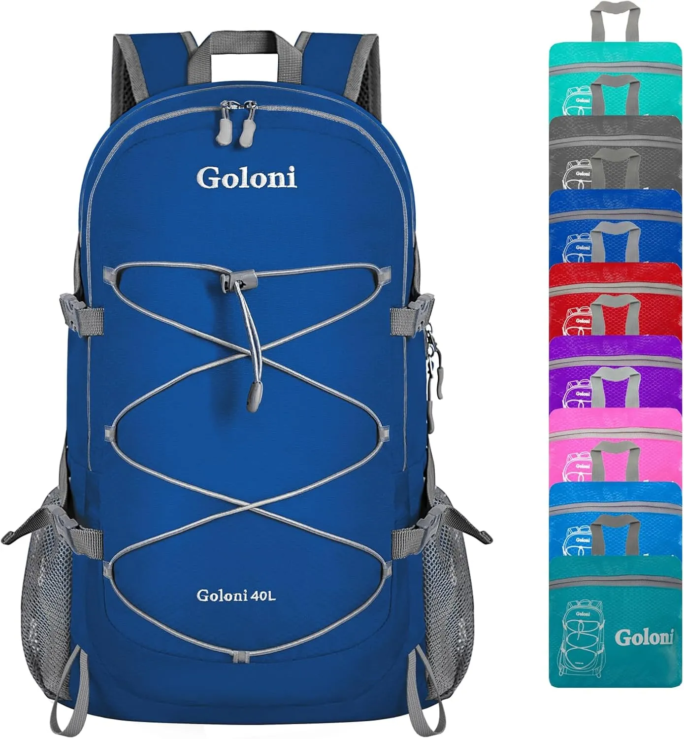 Goloni Lightweight Hiking Backpack Bag - 40L Traveling Camping Backpack Outdoor Day Pack with Reflective Webbing and Waterproof Pocket