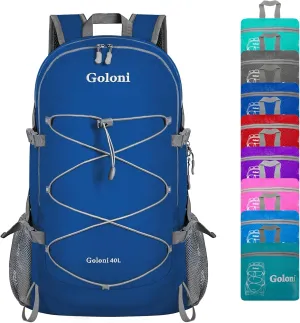 Goloni Lightweight Hiking Backpack Bag - 40L Traveling Camping Backpack Outdoor Day Pack with Reflective Webbing and Waterproof Pocket