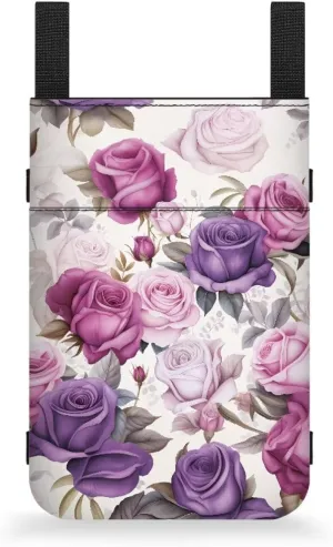 Gomyblomy Roses Crutch Storage Bag Lightweight Crutch Accessories for Adults Women Storage Pouch with Pockets and Drink Holder, Universal Crutch Accessories Bag