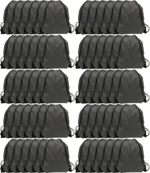 GoodtoU Drawstring Bags, Drawstring Nylon Backpack Draw String Bags Pack Bulk Cinch Sack for Sport, Traveling, Team (60Pcs, Grey)