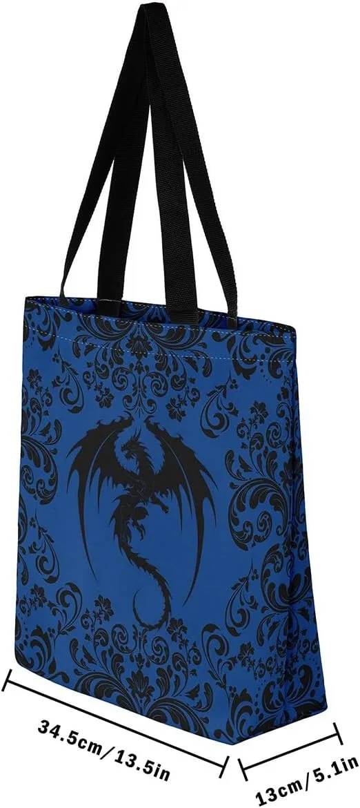 Gothic Damask Tote Bag Victorian Floral Reusable Grocery Bag Bohemian Exotic Shopping Handbag Flower Shoulder Bag