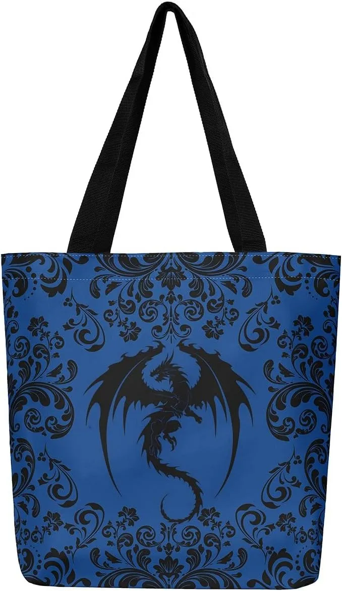 Gothic Damask Tote Bag Victorian Floral Reusable Grocery Bag Bohemian Exotic Shopping Handbag Flower Shoulder Bag