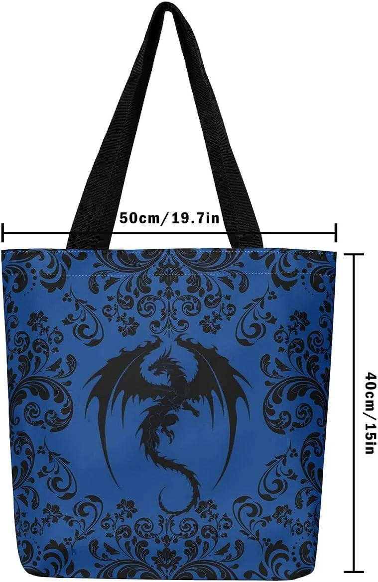 Gothic Damask Tote Bag Victorian Floral Reusable Grocery Bag Bohemian Exotic Shopping Handbag Flower Shoulder Bag
