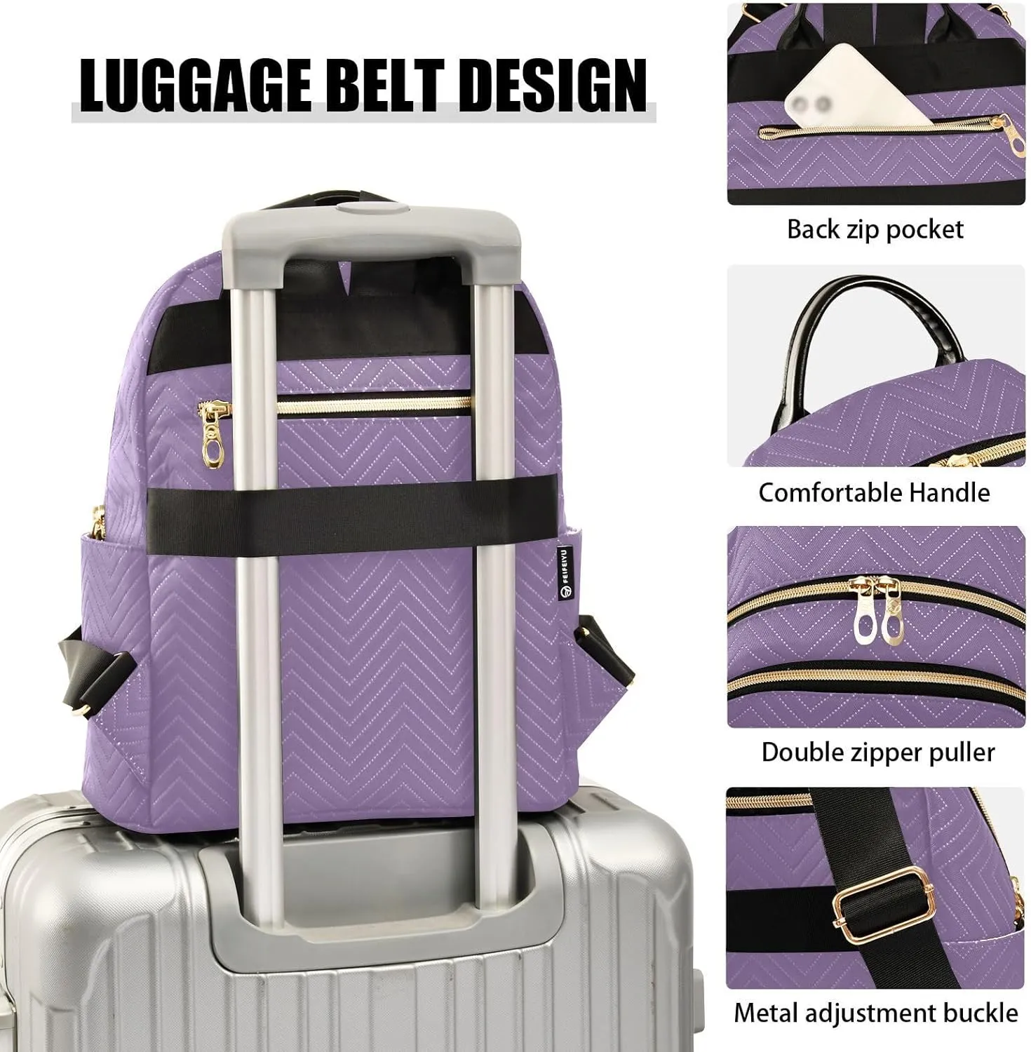 Grape Purple Backpack Purse for Women Travel Backpack with Anti-theft Back for Camping Work M