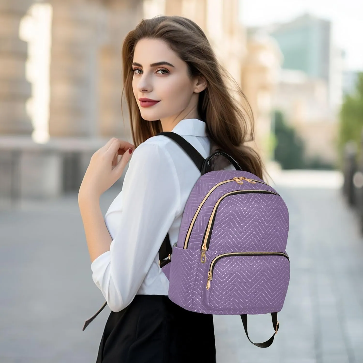 Grape Purple Backpack Purse for Women Travel Backpack with Anti-theft Back for Camping Work M