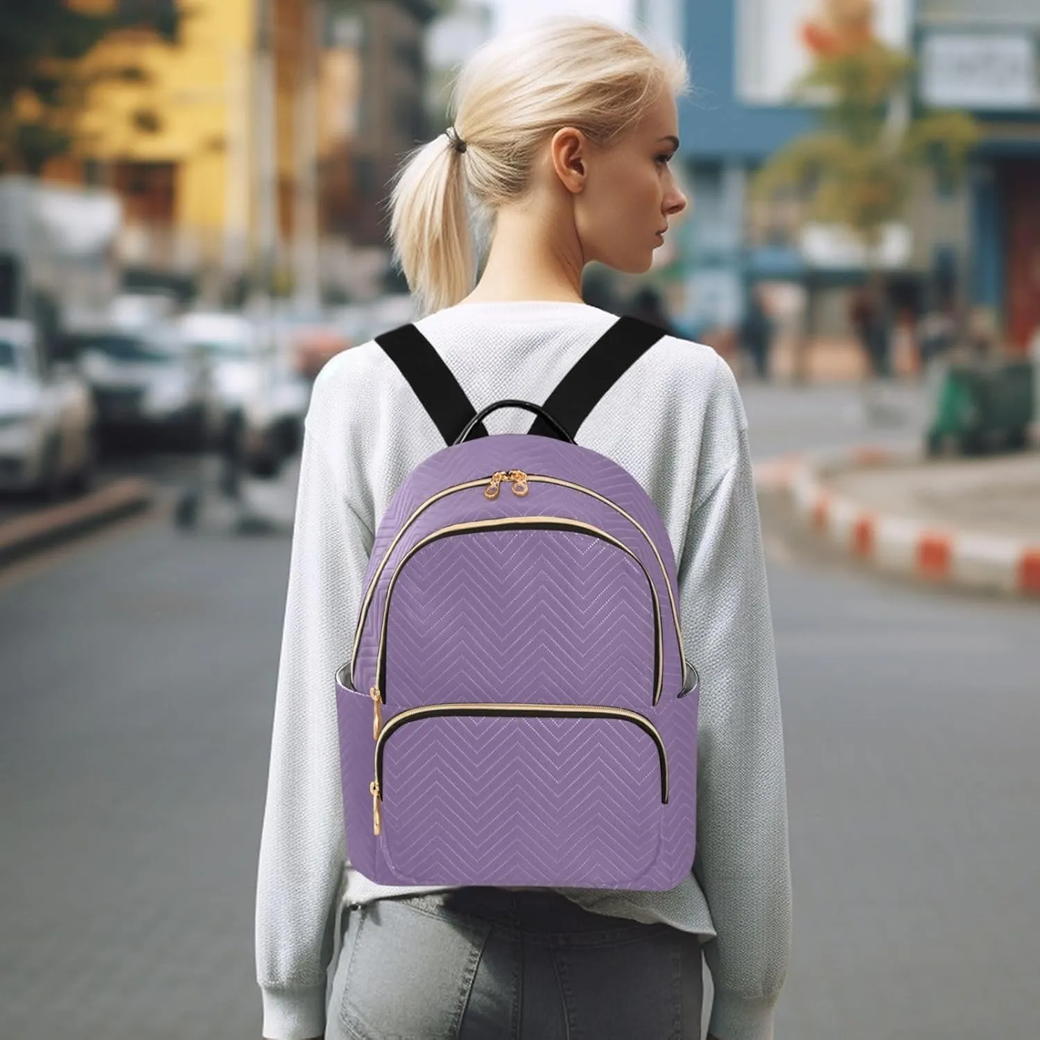 Grape Purple Backpack Purse for Women Travel Backpack with Anti-theft Back for Camping Work M
