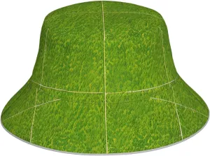 Green Grassland Pattern Reflective Bucket Hat for Unisex - for Travel, Camping, and Outdoor Activities, Black, One Size