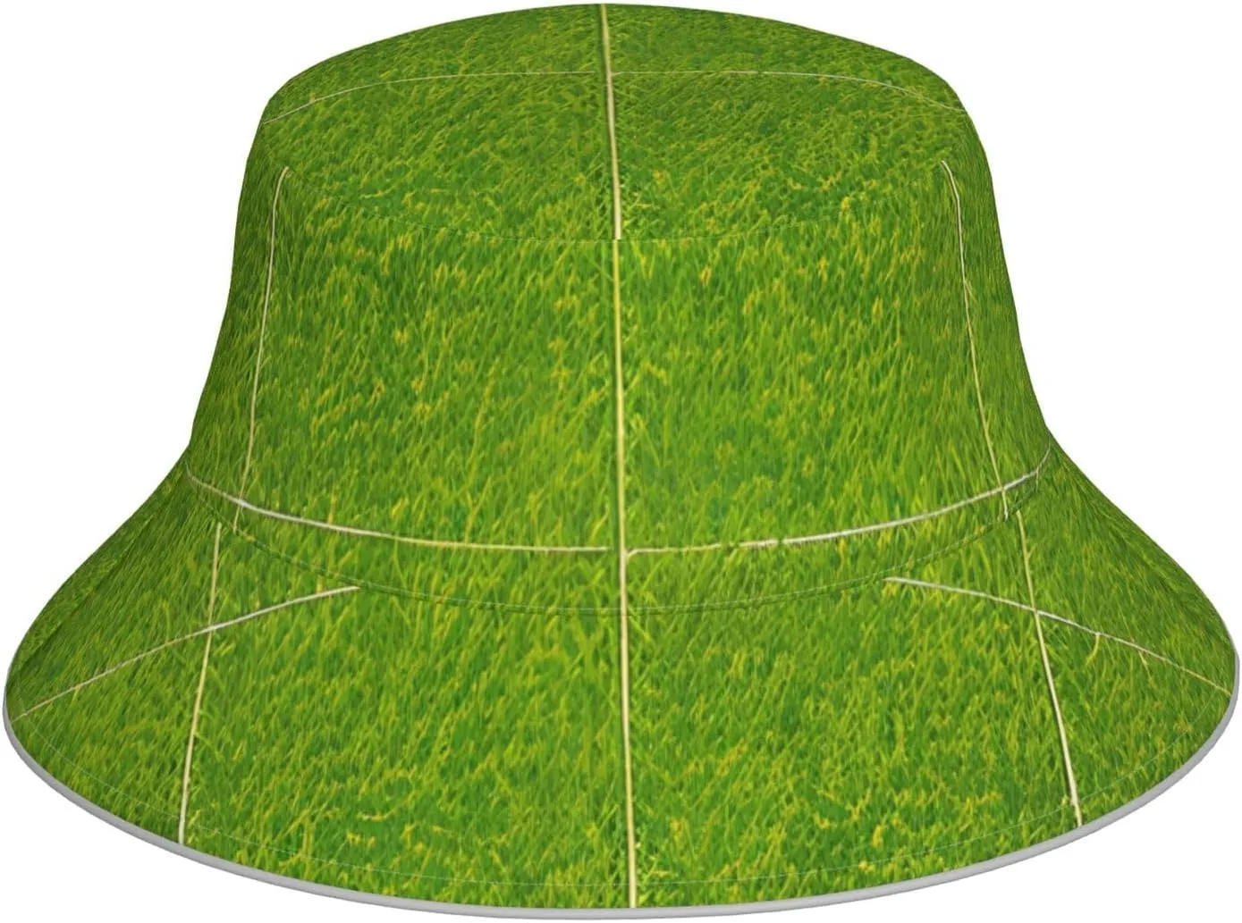 Green Grassland Pattern Reflective Bucket Hat for Unisex - for Travel, Camping, and Outdoor Activities, Black, One Size