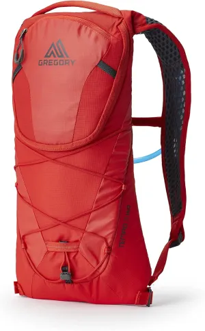 Gregory Tempo 3L H2O Unisex Day Hiking/Backpacking Hydration/Mountain Biking Backpack, Insulated Hydration Sleeve for Water Bladder w/ 2L Reservoir Included, One Size Fits All, Oxy Red
