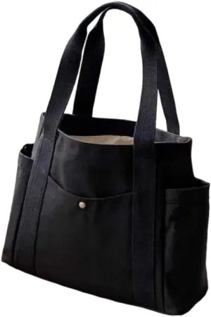 GRINKO Canvas Tote Bag for Women Large Totebag Shopping Work Bag Casual Shoulder Handbags with Zipper