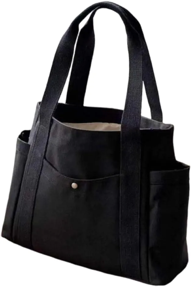 GRINKO Canvas Tote Bag for Women Large Totebag Shopping Work Bag Casual Shoulder Handbags with Zipper