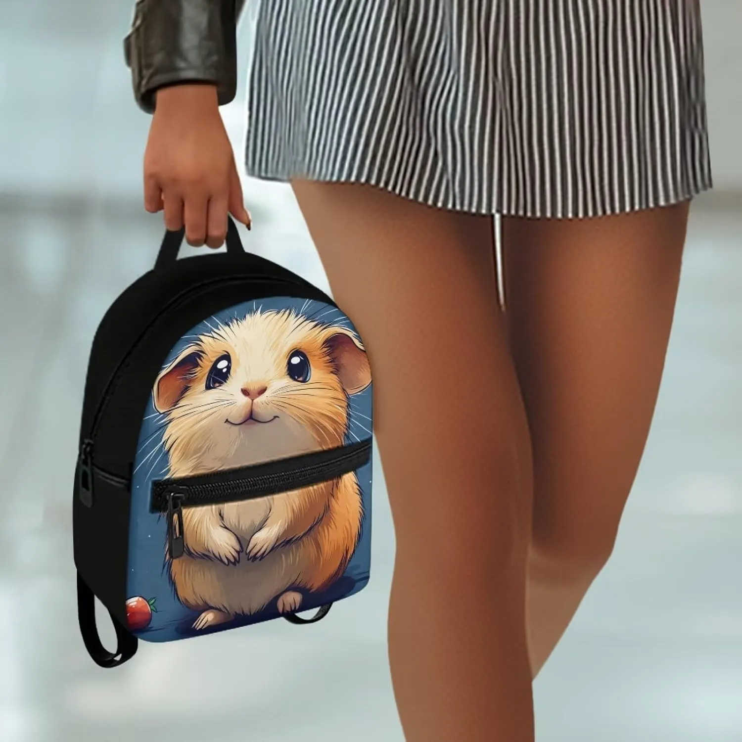 Guinea Pig Mini Backpack for Women, Durable Shoulder Bag, Small Rucksack Purse for Essentials Lightweight