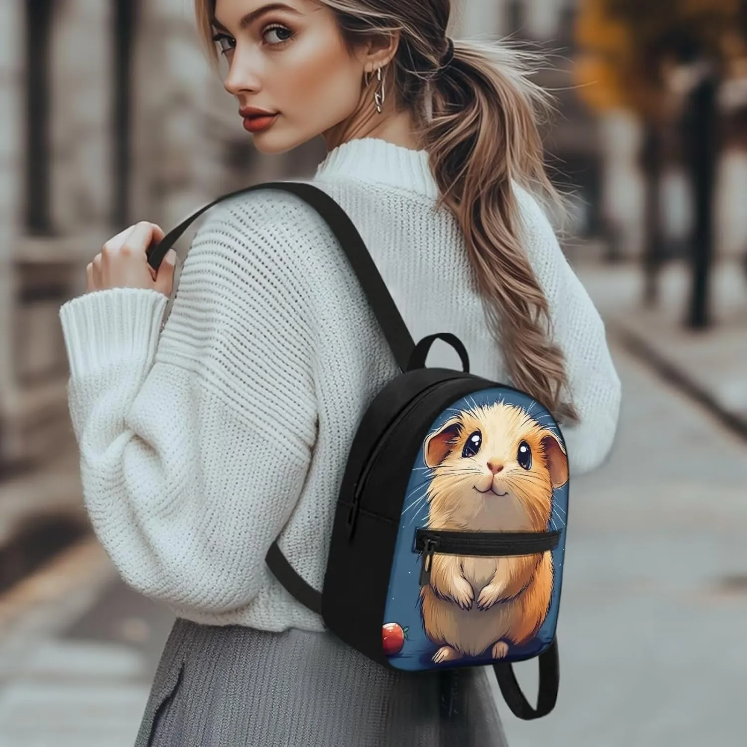 Guinea Pig Mini Backpack for Women, Durable Shoulder Bag, Small Rucksack Purse for Essentials Lightweight