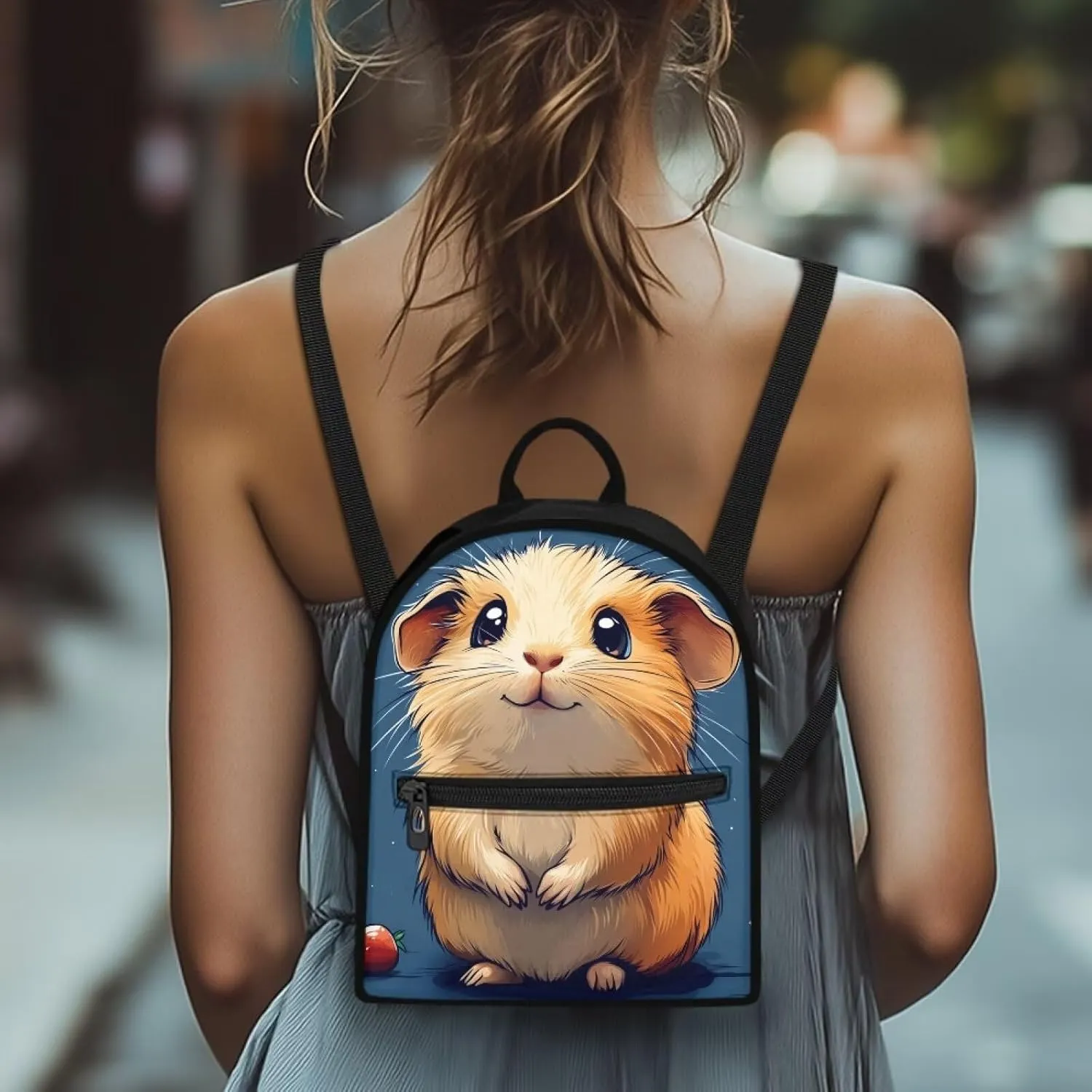 Guinea Pig Mini Backpack for Women, Durable Shoulder Bag, Small Rucksack Purse for Essentials Lightweight