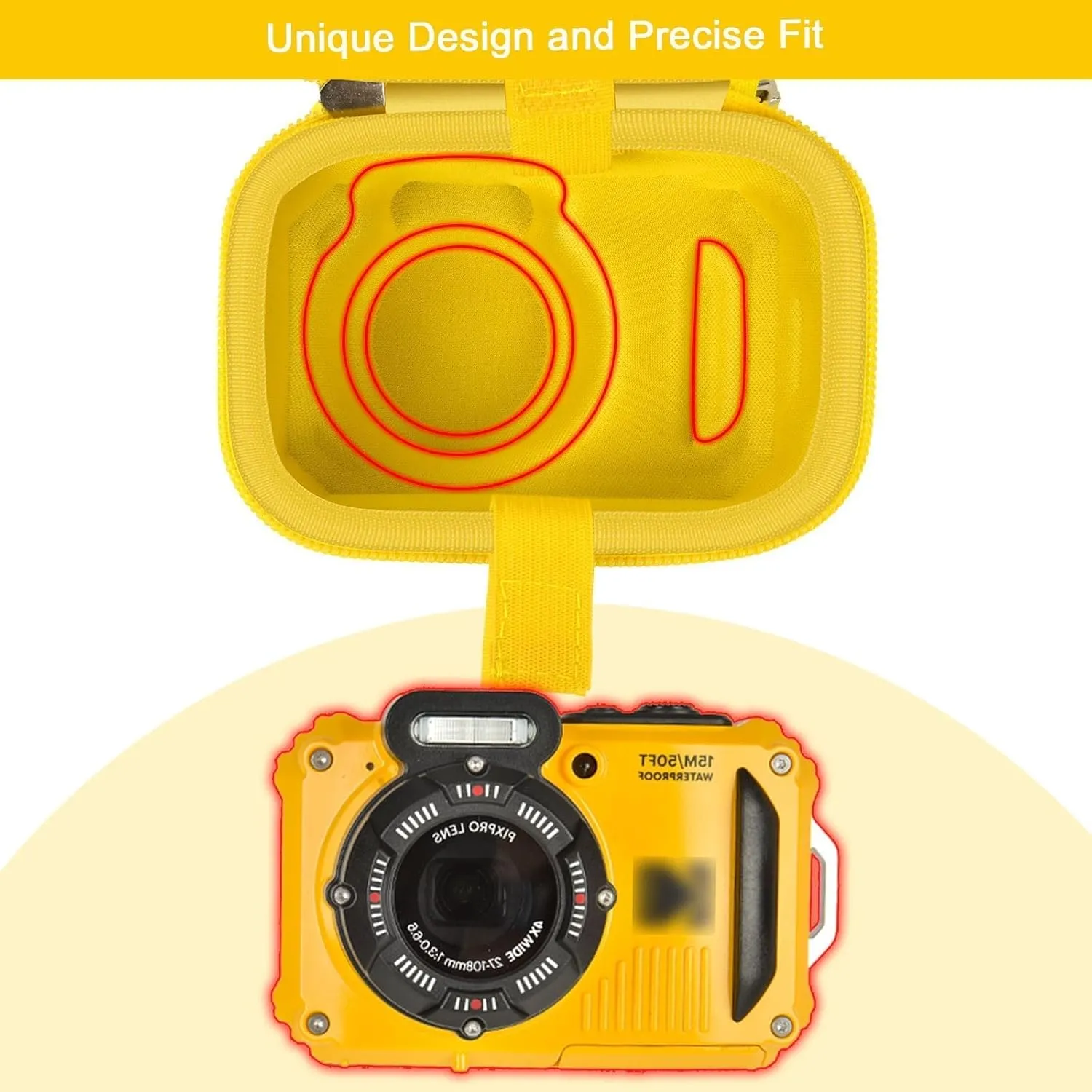 GWCASE Case Compatible with PIXPRO WPZ2 Rugged Digital Camera, Travel Storage Protective Holder for Point and Shoot Digital Cameras, SD Card, Batteries Accessories- Yellow (Box Only)