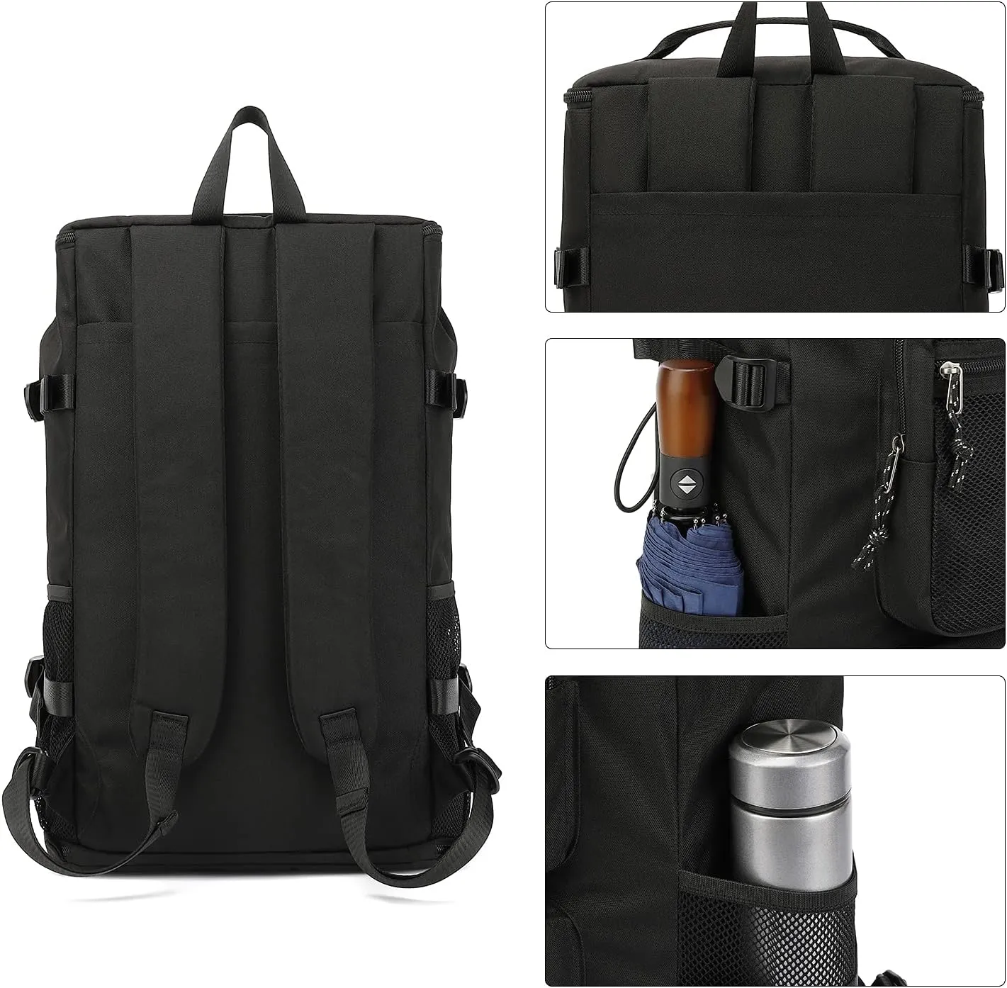 Gym Duffle Bag Backpack 4-Way Waterproof with Shoes Compartment for travel Sport Hiking laptop (Black)