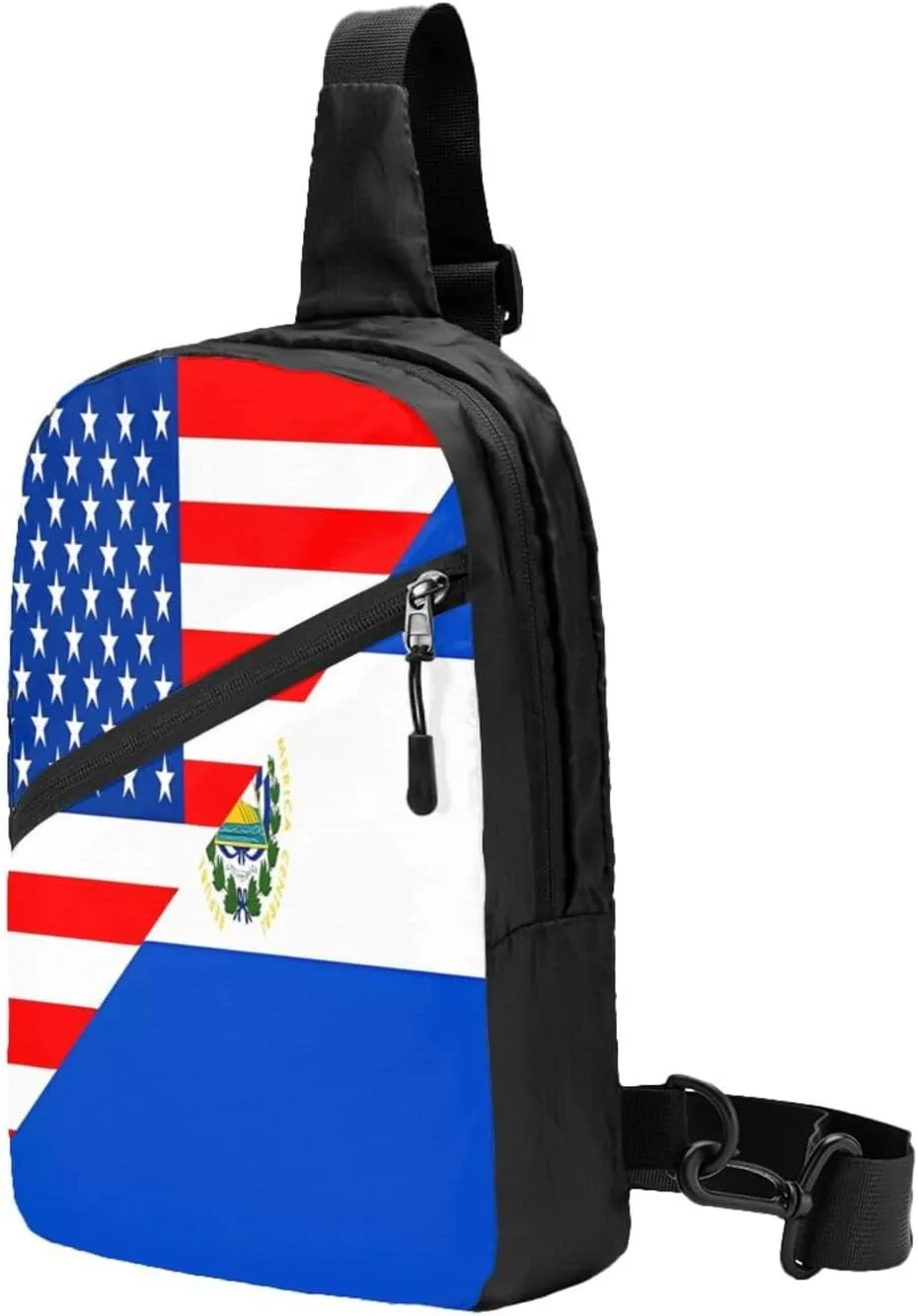 Half American El Salvador Flag Crossbody Bag Portable Sling Bags Foldable Chest Daypack Reusable Sports Shoulder Backpack Diagonally Casual Rucksack Travel Bag