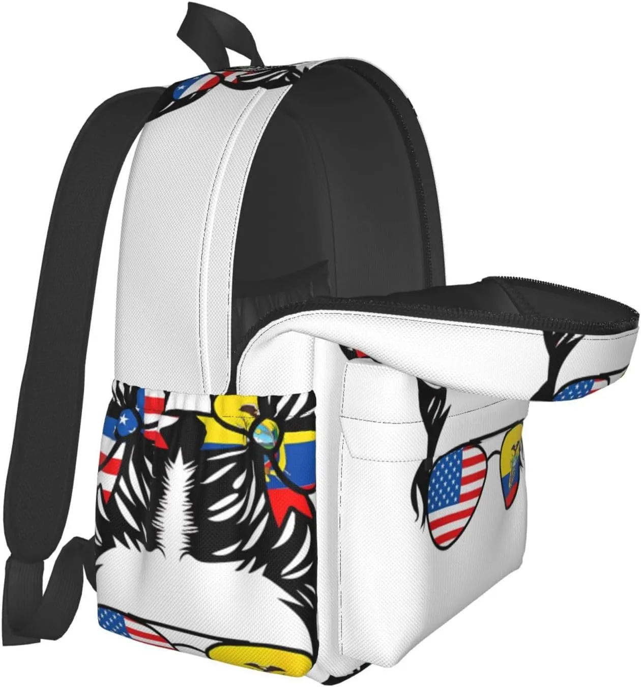 Half American Half Ecuadorian Woman Ecuador Flag Laptop Commuter Backpack Shoulder Bag Casual Back Pack Daypack Bags With Side Pockets For Work Travel Daily Use