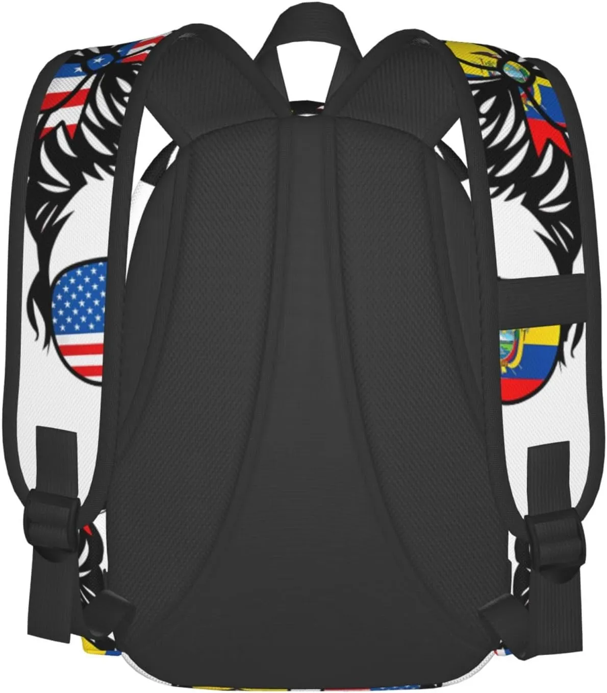 Half American Half Ecuadorian Woman Ecuador Flag Laptop Commuter Backpack Shoulder Bag Casual Back Pack Daypack Bags With Side Pockets For Work Travel Daily Use