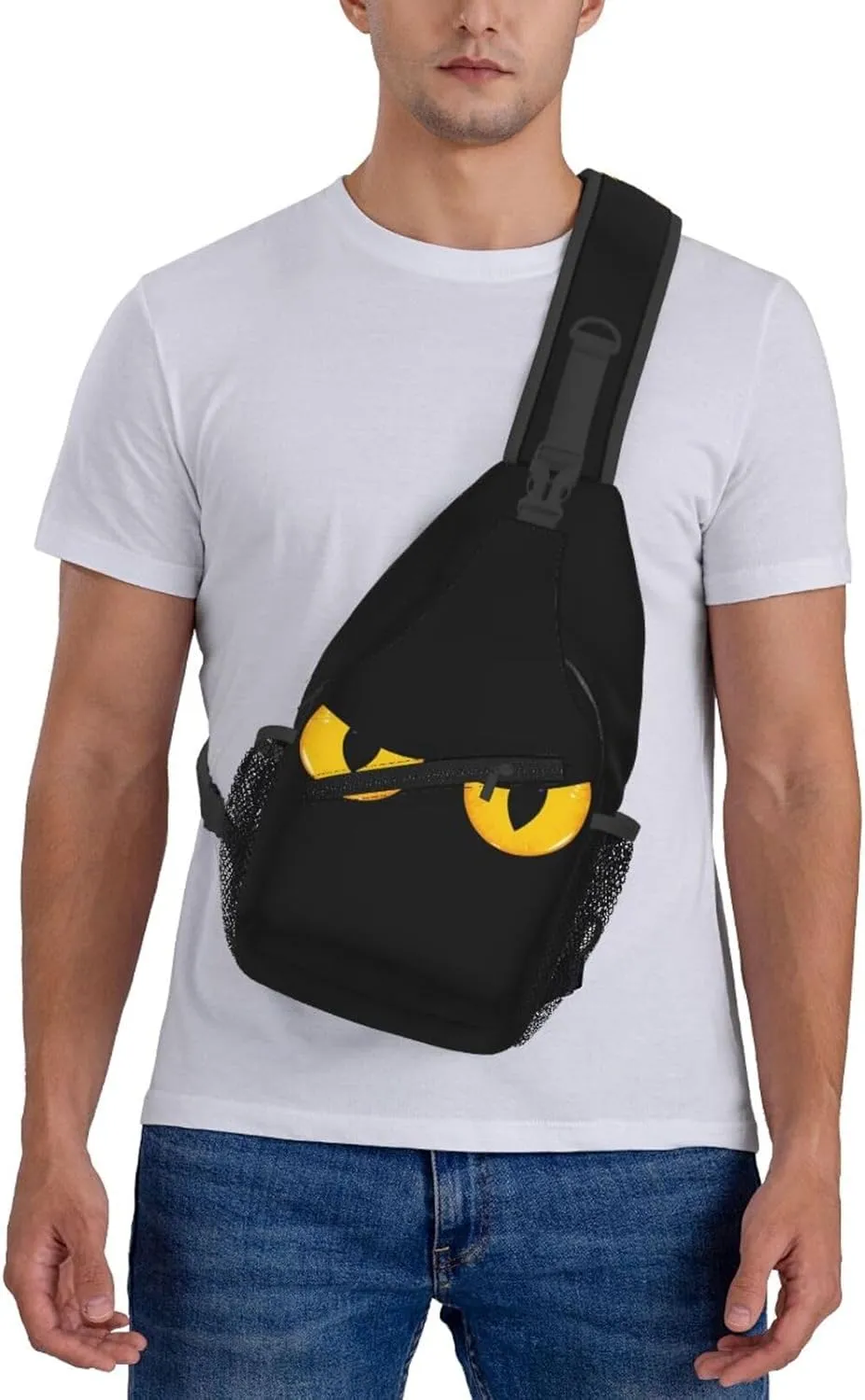 Halloween Scary Eyes Crossbody Bag Cross Chest Bag Adjustable Sling Backpack Sports Gym Shoulder Bags Travel Cycling Daypack Diagonally Casual Rucksack