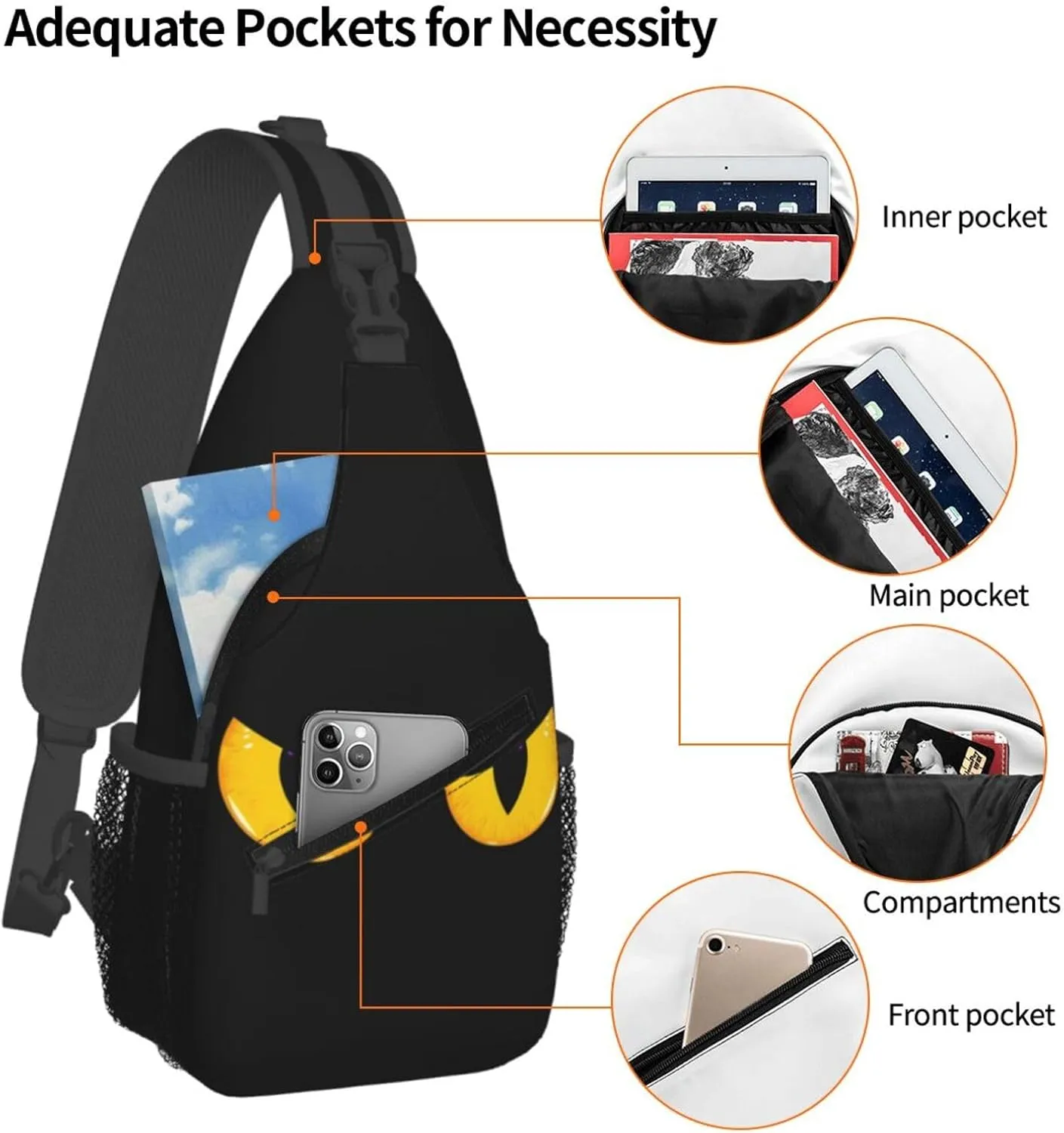 Halloween Scary Eyes Crossbody Bag Cross Chest Bag Adjustable Sling Backpack Sports Gym Shoulder Bags Travel Cycling Daypack Diagonally Casual Rucksack