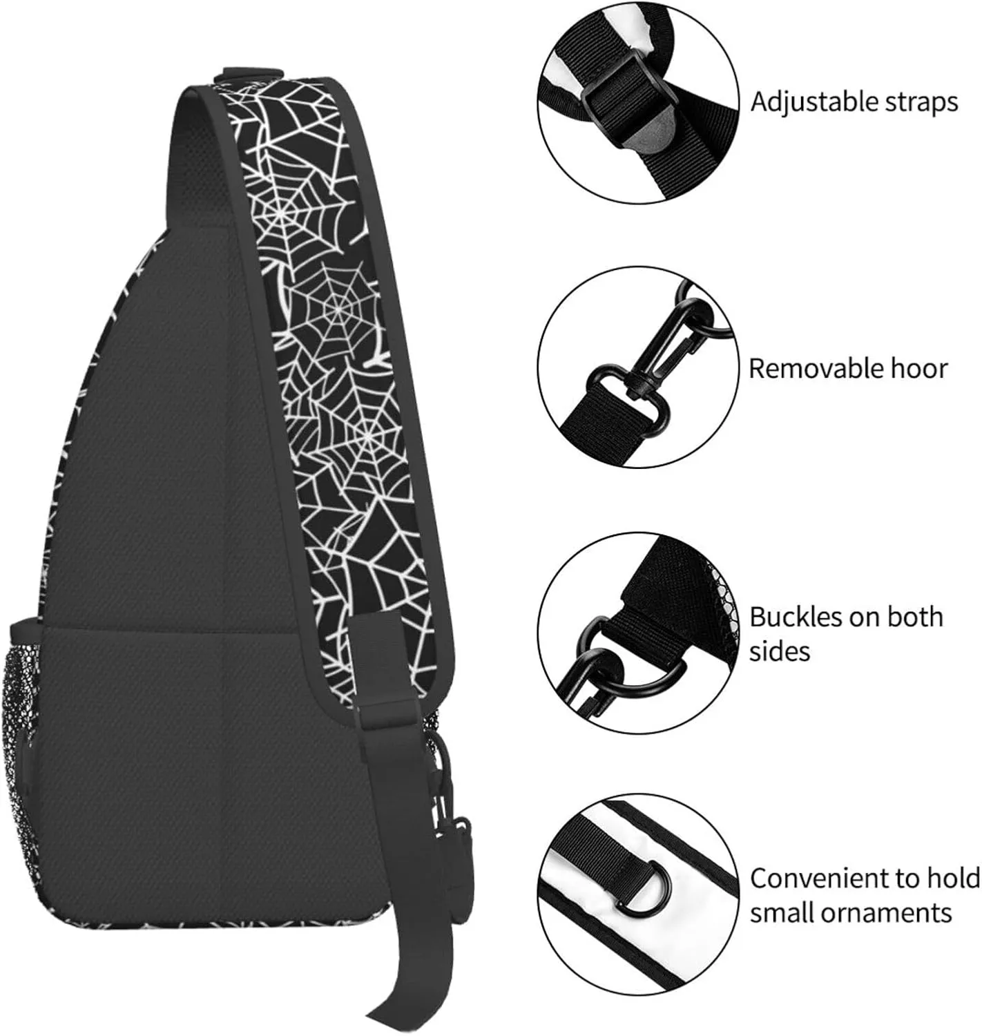 Halloween Spider Web Crossbody Bags Cross Men Chest Bag Adjustable Sling Backpack Shoulder Bag For Women Cycling Travel Sport Hiking