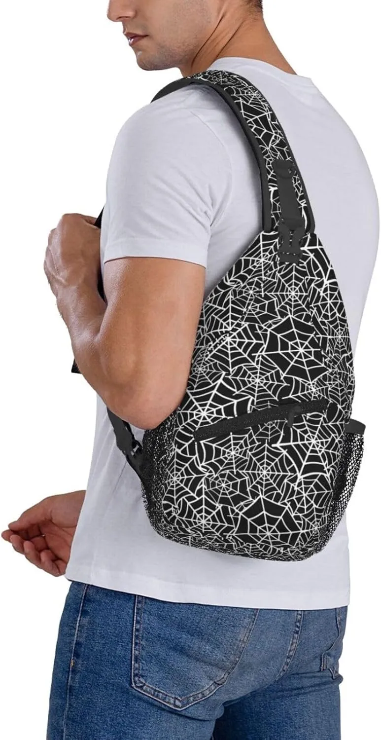 Halloween Spider Web Crossbody Bags Cross Men Chest Bag Adjustable Sling Backpack Shoulder Bag For Women Cycling Travel Sport Hiking