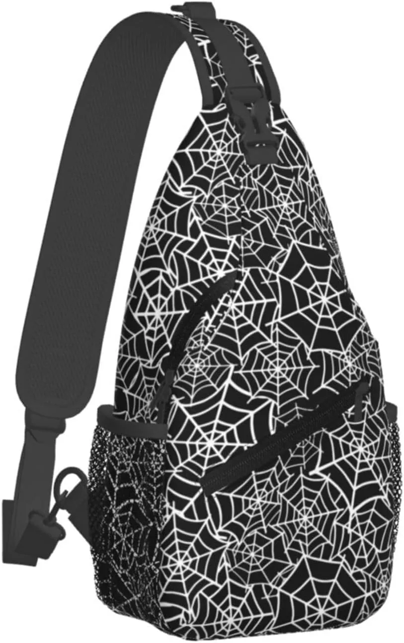 Halloween Spider Web Crossbody Bags Cross Men Chest Bag Adjustable Sling Backpack Shoulder Bag For Women Cycling Travel Sport Hiking