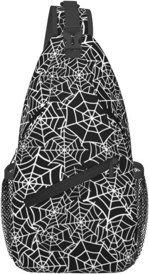 Halloween Spider Web Crossbody Bags Cross Men Chest Bag Adjustable Sling Backpack Shoulder Bag For Women Cycling Travel Sport Hiking