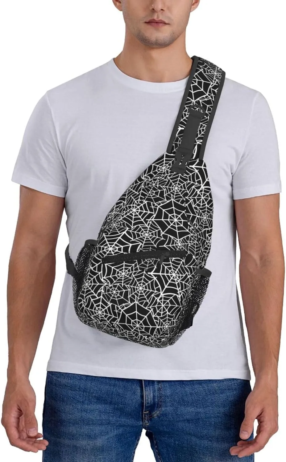 Halloween Spider Web Crossbody Bags Cross Men Chest Bag Adjustable Sling Backpack Shoulder Bag For Women Cycling Travel Sport Hiking