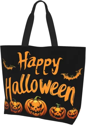 Halloween Women Travel Tote Bag With Zipper - Large Beach Work Handbag Purse
