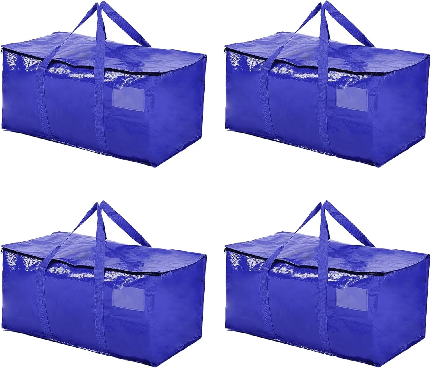 Hamna Collection Heavy Duty 4 Extra Large Blue Moving Bags With Handles, Zippers & Laundry Bag, Waterproof Storage Totes, Alternative to Box and Bin