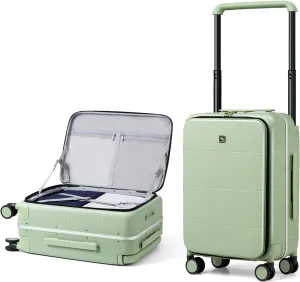 Hanke Top Open 20 Inch Carry On Luggage Hard Shell Suitcases with Spinner Wheels Suitcase for Men Women TSA Travel Suit Case Lightweight Wide Handle Rolling Luggage(Bamboo Green)