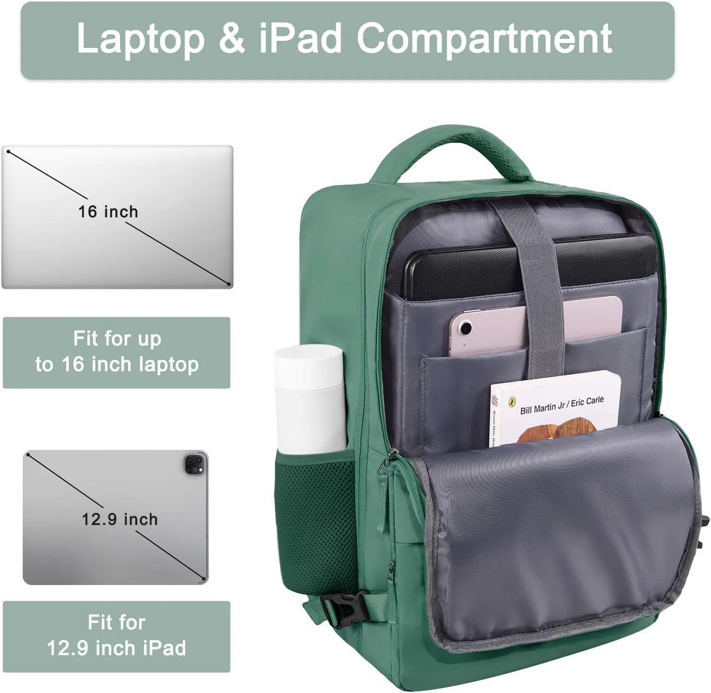 Hanples Large Travel Laptop Backpack for Women, Carry On Backpack, Hiking Backpack, Waterproof Durable Business Backpack with USB Charging Port, College Computer Bag, Fits 16 Inch Laptop