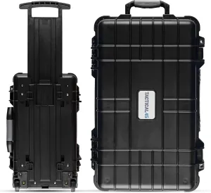 Hard Case with Foam - 22.4 x 14 x 9.4in Wheeled Hard Shell Waterproof Storage Case with Pluck Padding Protective Latching Suitcase for Rifles, Cameras, Handguns, Drones, and Electronics