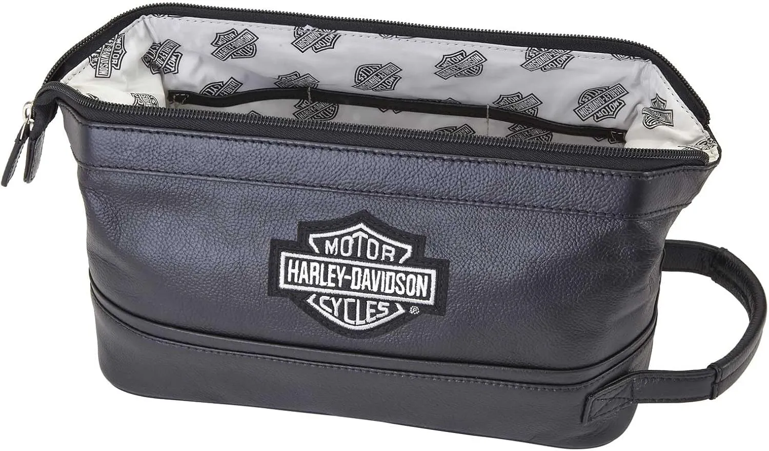 Harley Davidson Leather Toiletry Kit, Black, One Size