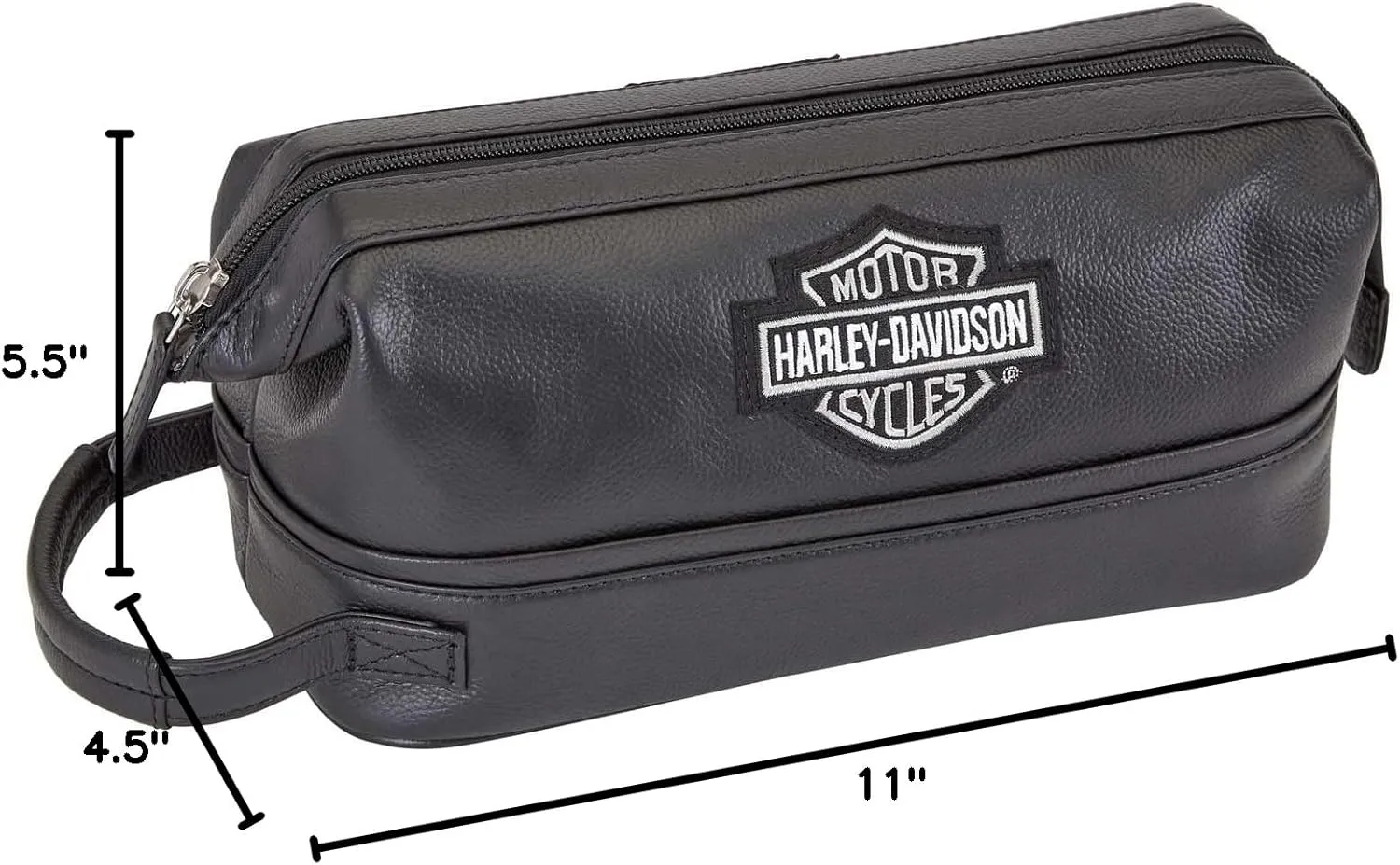 Harley Davidson Leather Toiletry Kit, Black, One Size