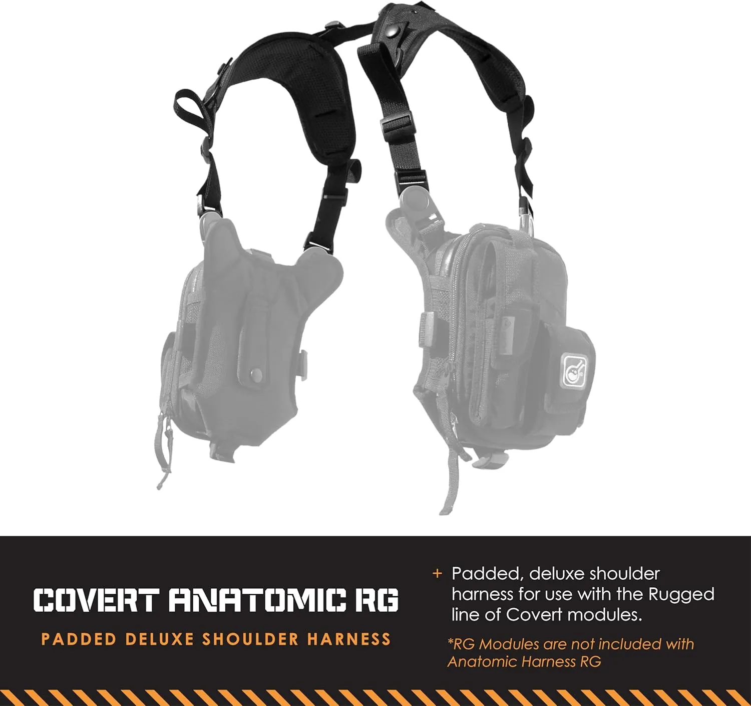 Hazard 4 Covert RG Multi-Configuration Small Pack System - Escape Chest Pack, Loader Chest Pack, Covert Anatomic RG Padded Deluxe Shoulder Harness - Tool Kit, Camera, Cycling, Flashlight - Black