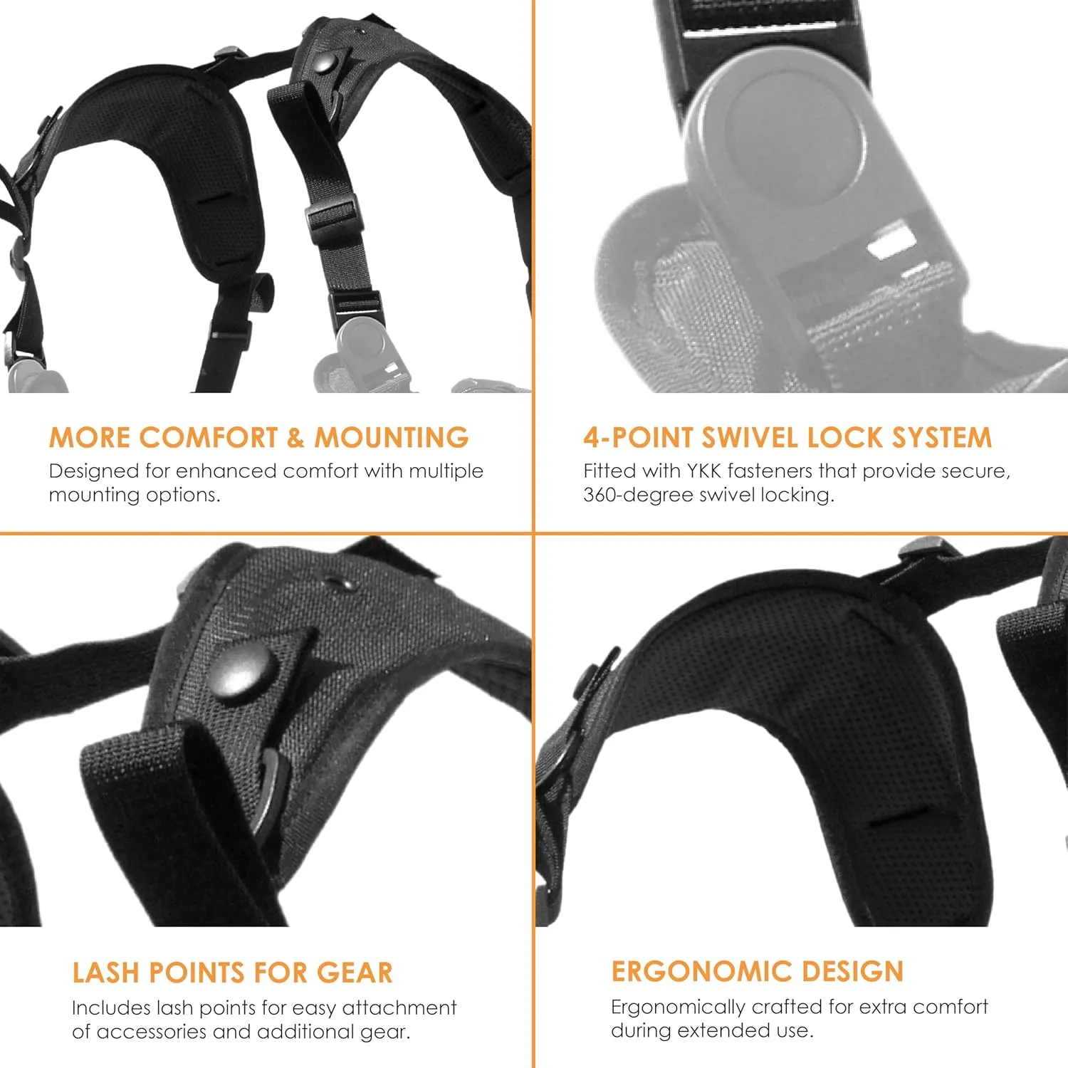 Hazard 4 Covert RG Multi-Configuration Small Pack System - Escape Chest Pack, Loader Chest Pack, Covert Anatomic RG Padded Deluxe Shoulder Harness - Tool Kit, Camera, Cycling, Flashlight - Black