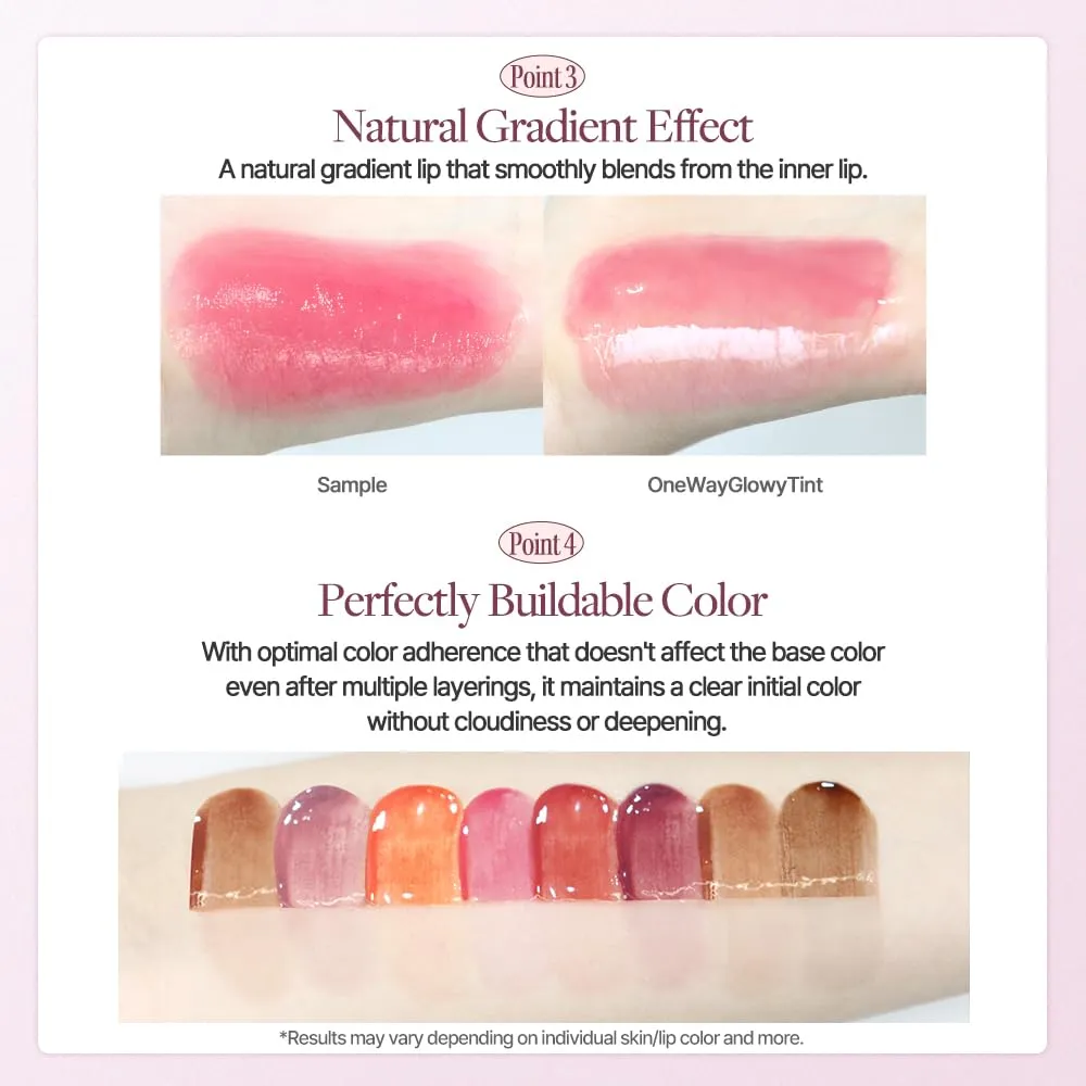 Heart Percent Dote On Mood One Way Glowy Tint, Glass-like High Shine Glossy Finish w/Long-Lasting Luminous Color Lip Stain for Glowy Look, #08. Earthy Brown