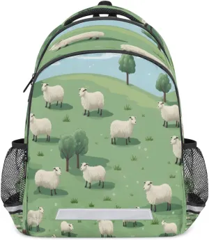 Herd Sheep Backpack for Boys Girls Kids Schoolbag Children School Bookbag,Women Men Casual Daypack Students College Bookbags Sheeps on Hillside Meadow Travel Bags