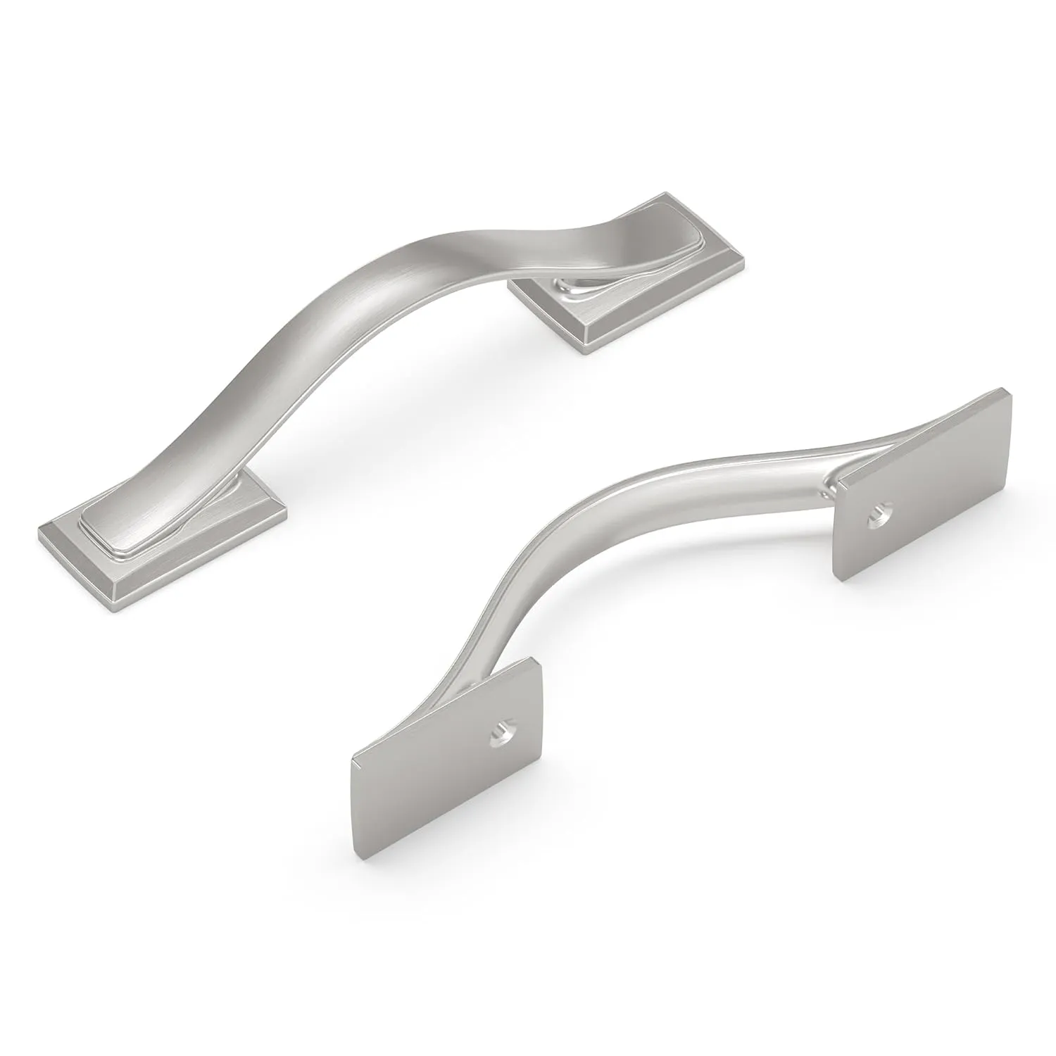 Hickory Hardware 10 Pack Solid Core Kitchen Cabinet Pulls, Luxury Cabinet Handles, Hardware for Doors & Dresser Drawers, 3 Inch Hole Center, Satin Nickel, Dover Collection