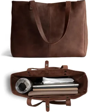 Hide & Drink, Formal Tote Bag, Top Handle Shoulder Bag for Women, Stylish Bag for Shopping, Full Grain Leather, Handmade, Bourbon Brown