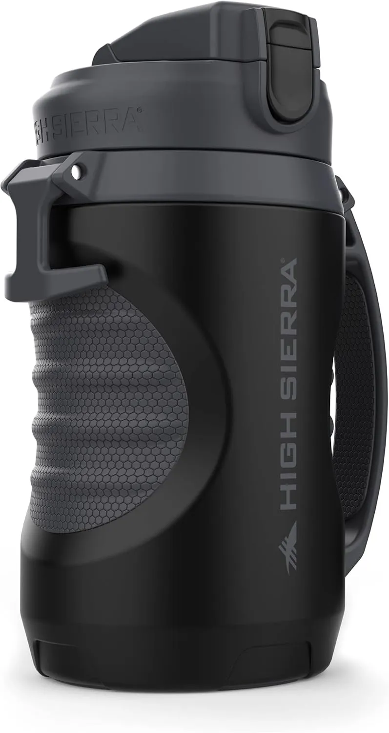 High Sierra 64 Ounce Insulated Water Bottle – Double Wall Stainless Steel Jug, Leakproof Flip-Top Lid, Large Metal Jug with Straw, BPA-Free, Half Gallon Water Bottle for Gym or Hiking