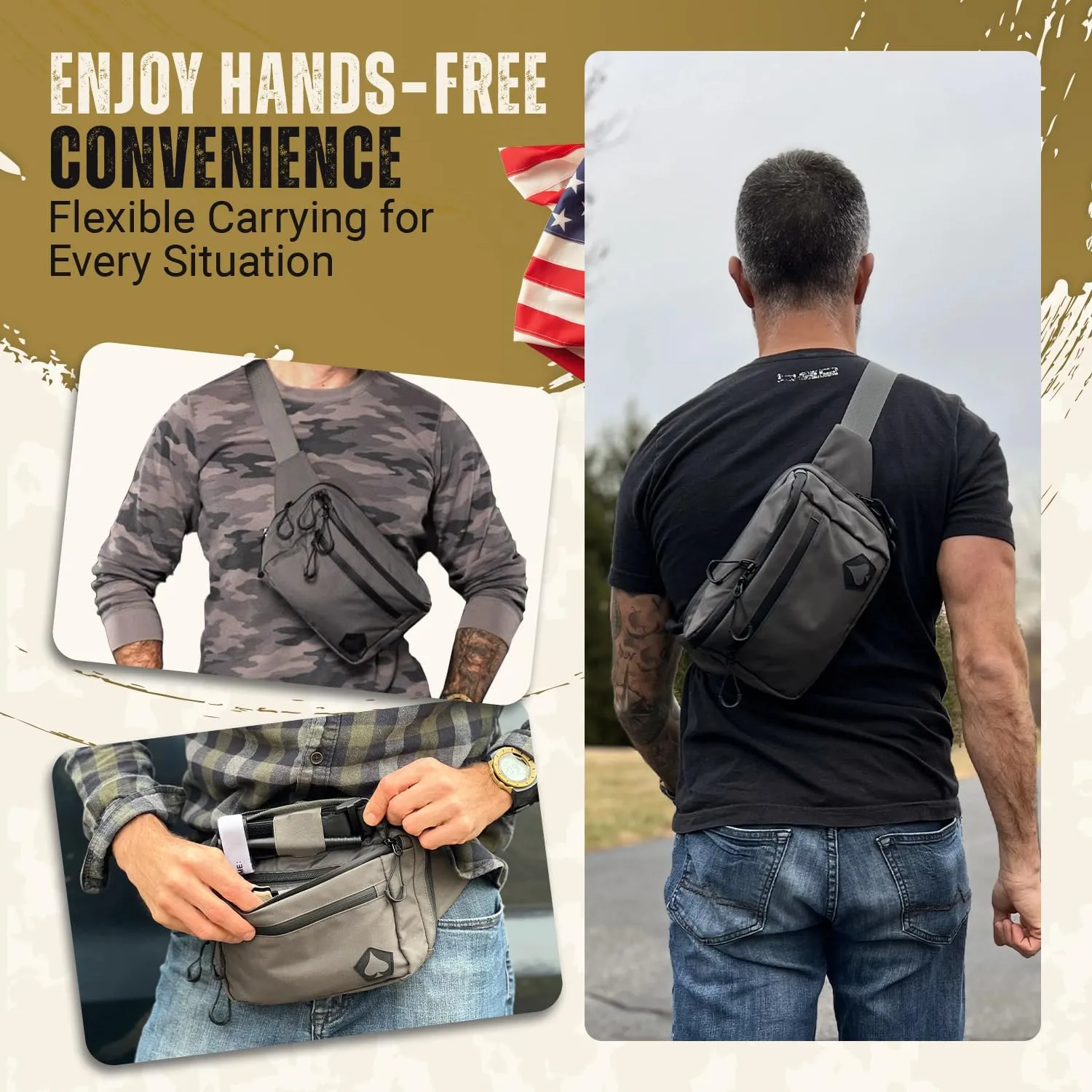 HighSpeedDaddy Concealed Carry Fanny Pack - 500D Water-Resistant Nylon, Quick Access CCW Pocket, YKK AquaGuard Zippers, EDC Bag with Adjustable Waist (upto 49"), Everyday Carry for Men & Women - Grey