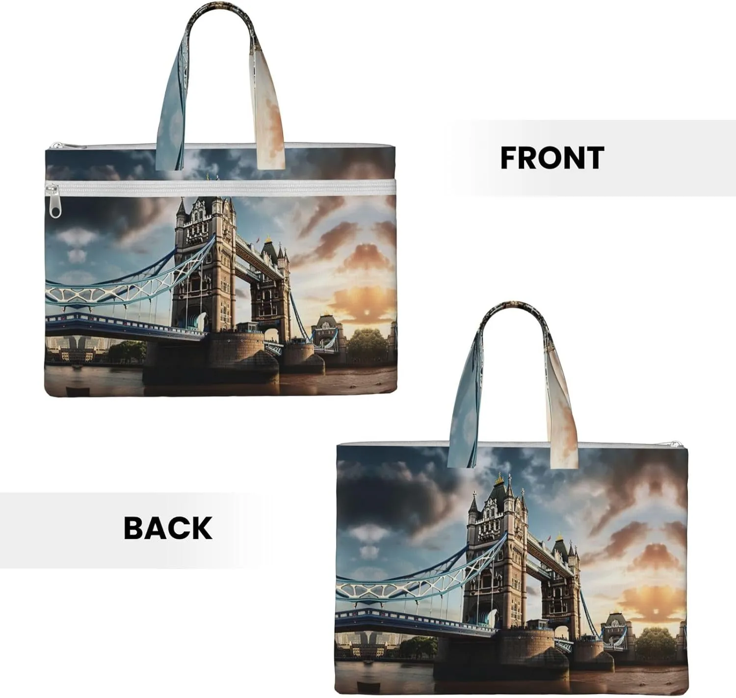 Historic Old Tower Bridge London A4 Canvas Document Bag Zippered File Pouch Bag With Handle For Project Meeting Office Travel