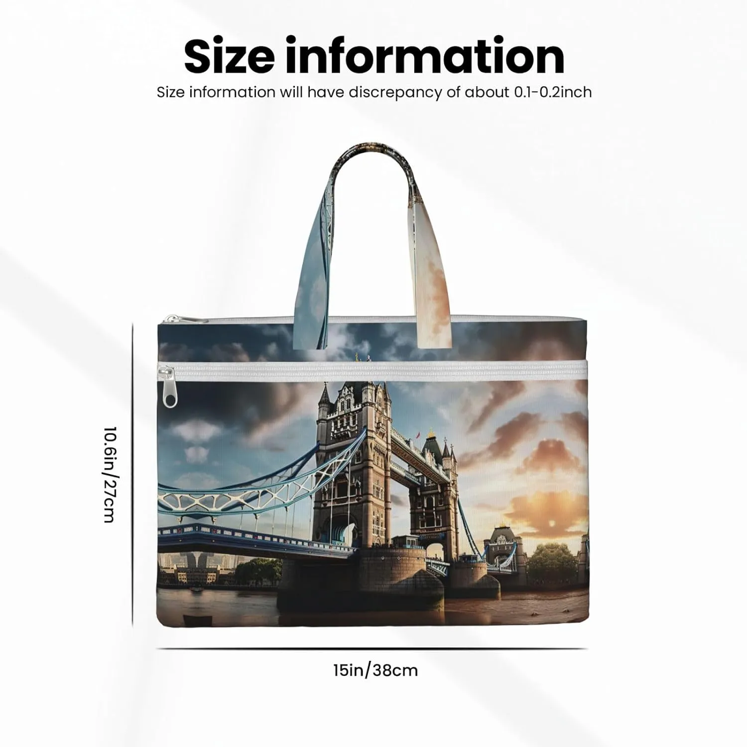 Historic Old Tower Bridge London A4 Canvas Document Bag Zippered File Pouch Bag With Handle For Project Meeting Office Travel